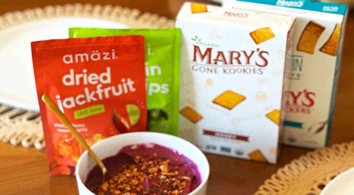 Stokes Purple® Sweet Potato Hummus paired with Mary’s Gone Kookies.