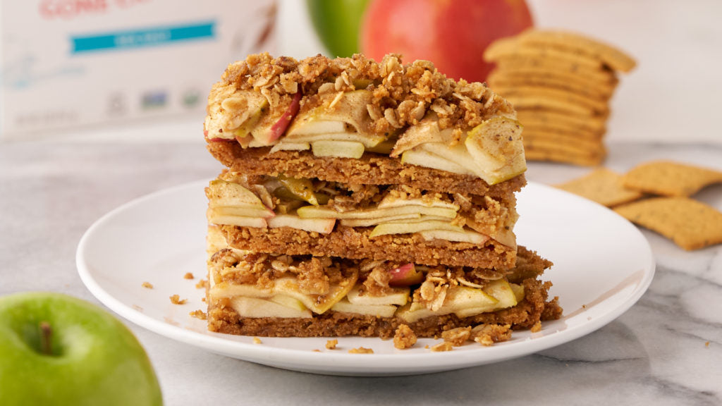 Apple Pie Bars made with Mary’s Gone Crackers Sea Salt REAL THIN Crackers.