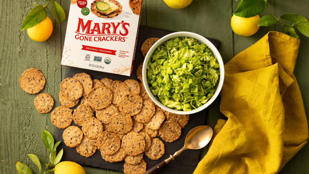 Green Goddess Salad served with Mary’s Gone Crackers Original Crackers.